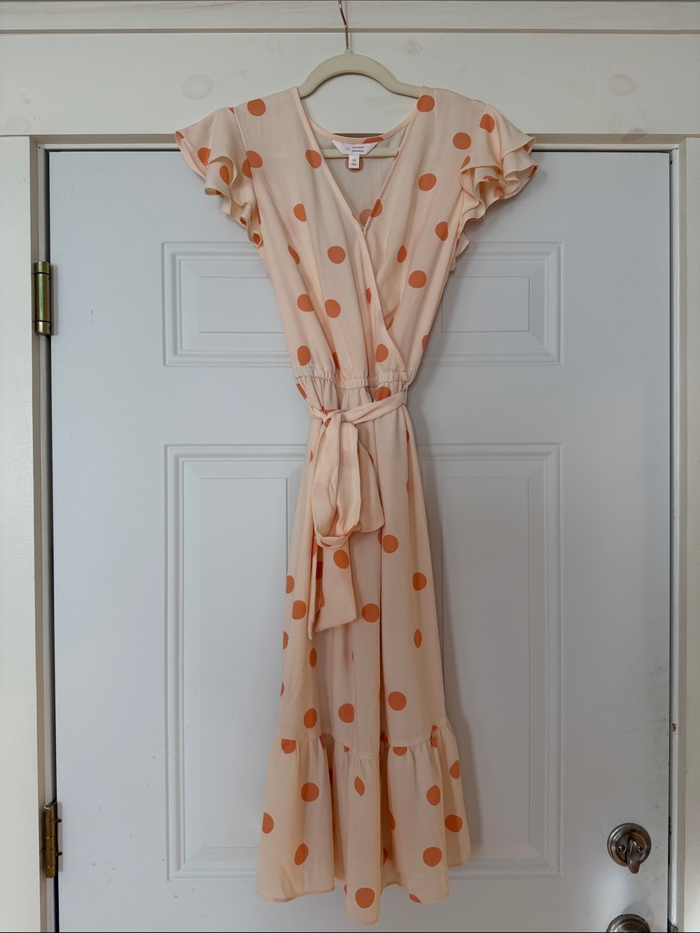 LC Lauren Conrad Peach Dress with Orange Polka Dots